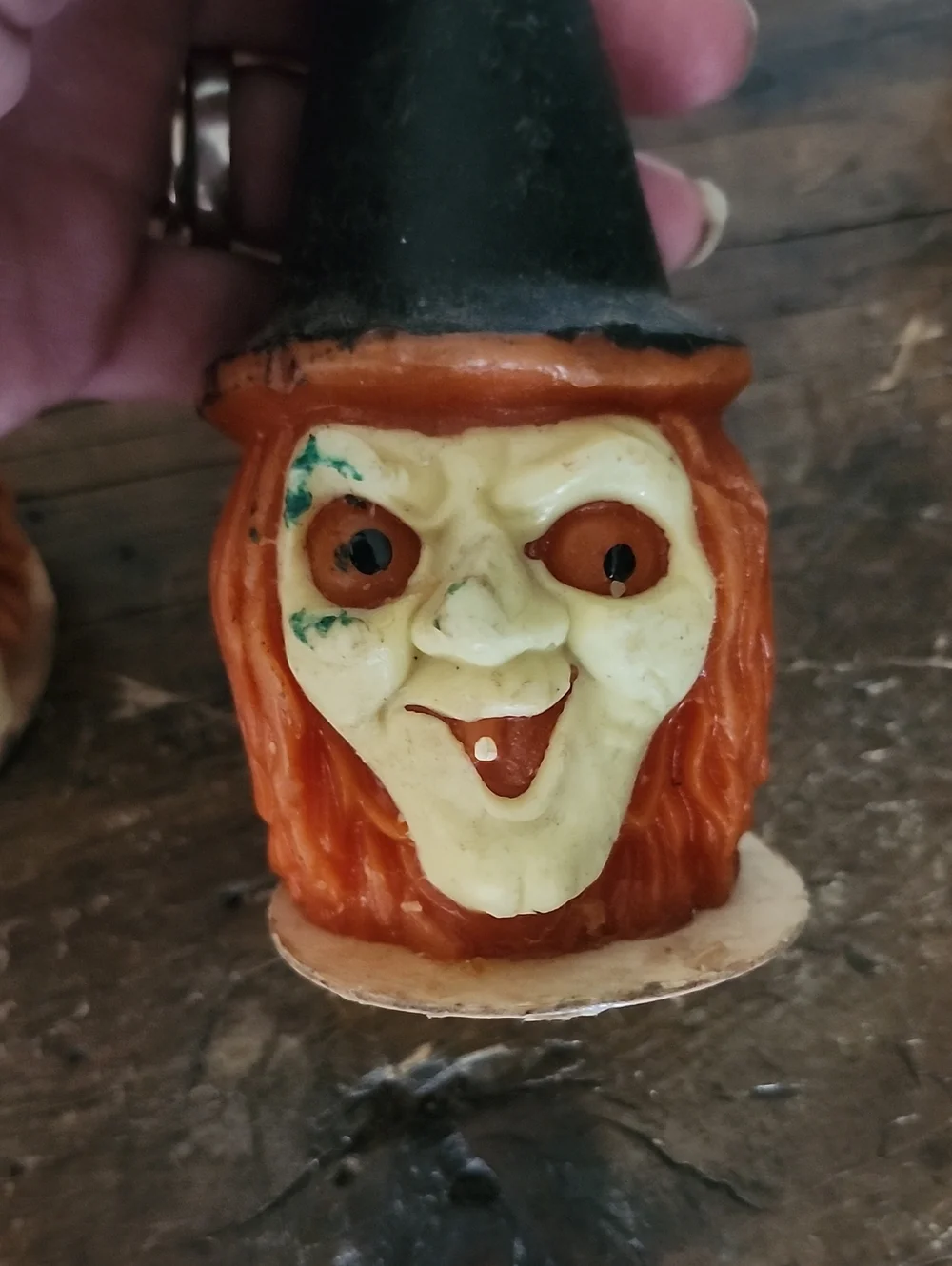 Vintage Gurley Halloween Witch Candles in Orange and Black